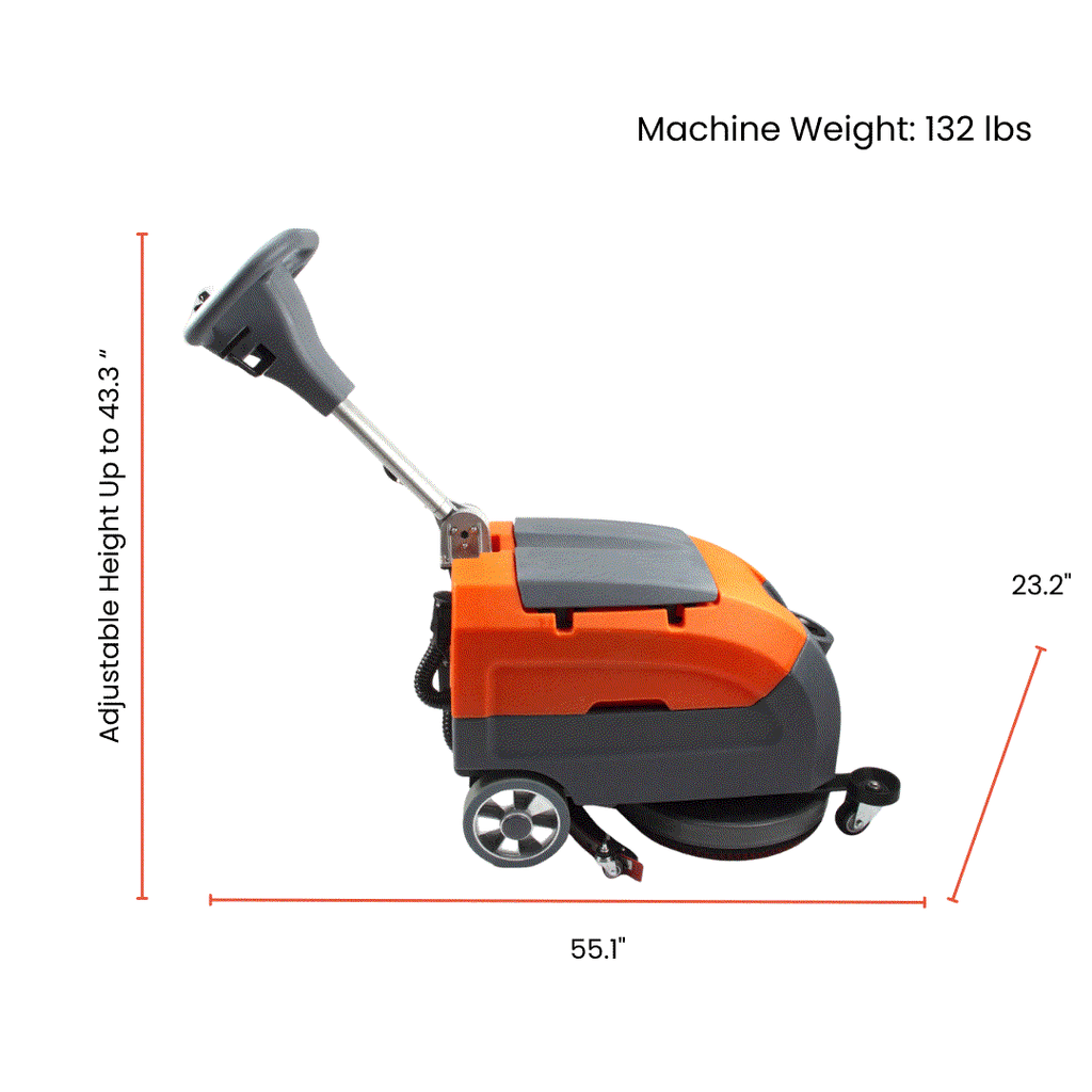 RT35 17" Walk Behind Floor Scrubber Machine, 19000 sqft/h, with Anti-Collision Wheel