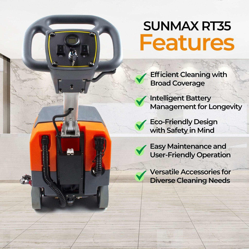 RT35 17" Walk Behind Floor Scrubber Machine, 19000 sqft/h, with Anti-Collision Wheel